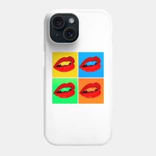 Pop lips. Pop art style mouths. Andy Warhol. Grid of four mouths pop art style. Phone Case