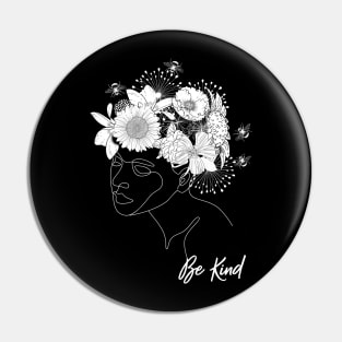 BE KIND Kindness Matters Line Art Floral Pin