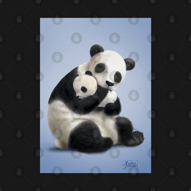 Panda and her baby by AudreyJanvier