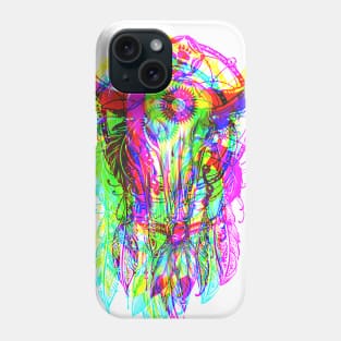 Bull Skull Dreamcatcher - Psychedelic Neon Colored Phone Case