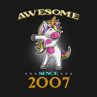 Awesome Since 2007 T Shirt Cute Unicorn Floss Birthday Gift T-Shirt