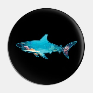 Shark Ocean Underwater - For Shark Lovers Pin