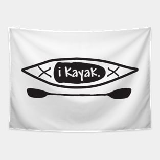 iKayak - Kayak and paddle black and white illustration Tapestry