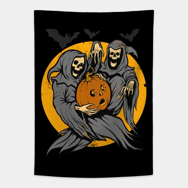 Vintage Halloween "Draw This In Your Style": Jack's Frightful Flight Tapestry by Chad Savage