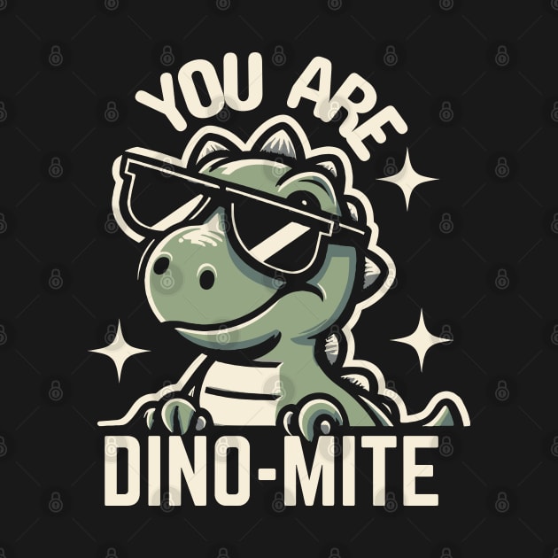 You Are Dino-Mite | Cute baby Dinosaur wearing Glasses | Dinosaur Puns by Nora Liak