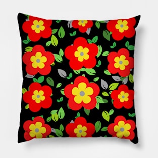 Red and yellow floral pattern Pillow