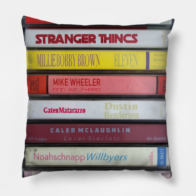 Stranger Things Cassettes Pillow by JordanBoltonDesign