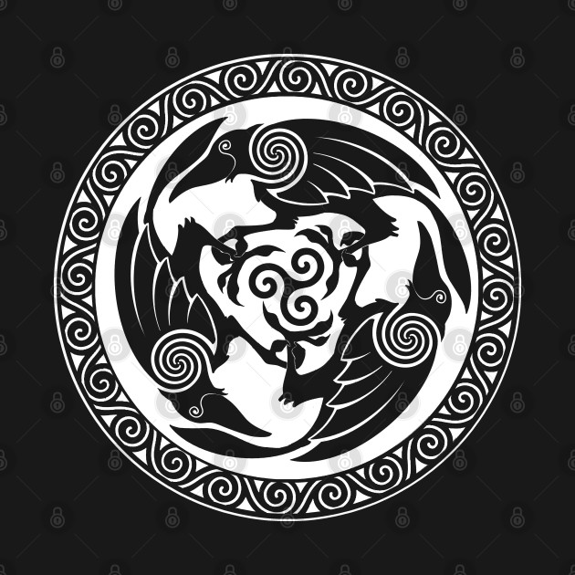 2-Sided Celtic Ravens Spirals Triskele by Tip-Tops