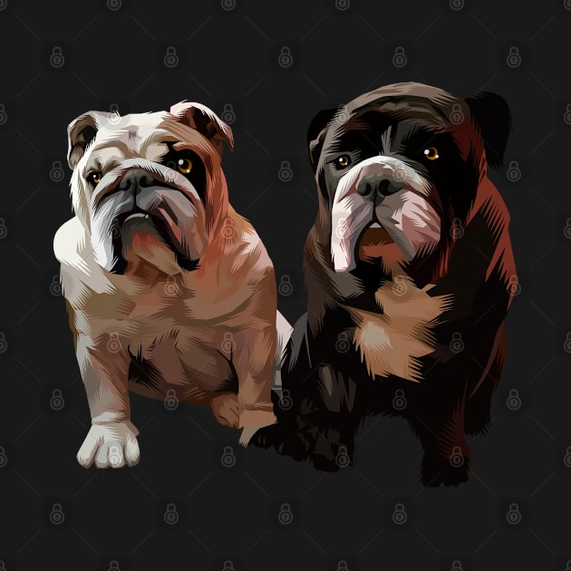 two cute black dogs-vector art by ビーズ