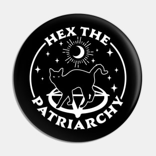 Hex The Patriarchy Feminist Witch Halloween Cat Gothic Goth Pin