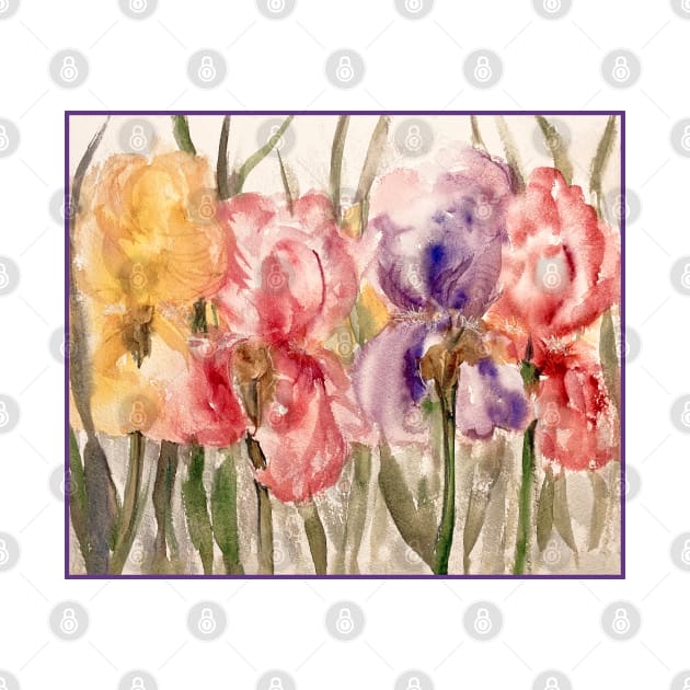 Iris Multicolor Color Watercolor by FlowerPower4U