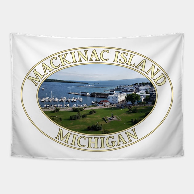 Mackinac Island Harbor in Michigan Tapestry by GentleSeas