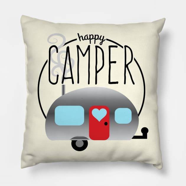 Happy Camper Pillow by Megan Noble