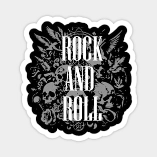 rock and roll skulls design Magnet