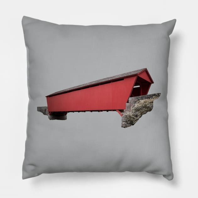 Covered Bridge Called Jericho Muted Pillow by Enzwell