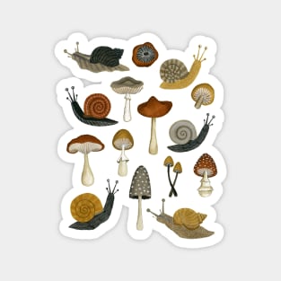 mushrooms & snails Magnet