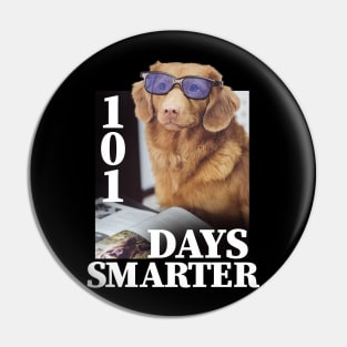 101 Days Smarter Cute Golden Retriever Dog With glasses Pin