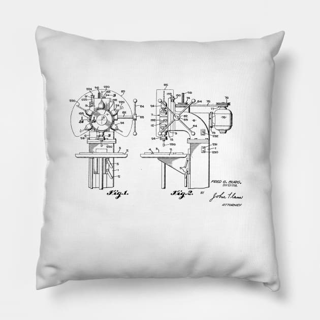 Drill Press Machine Vintage Patent Drawing Pillow by TheYoungDesigns