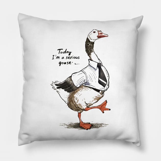 Today I'm A Serious Goose Silly Goose Cute Funny Pillow by deafcrafts