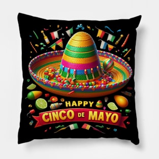 Happy Cinco de Mayo Fiesta Sombrero Pillow
