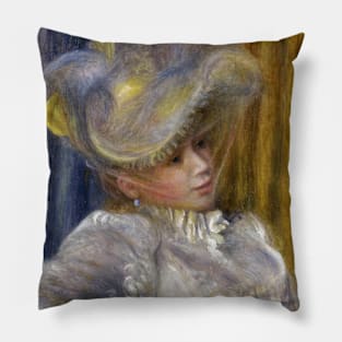 Woman with a Hat by Auguste Renoir Pillow