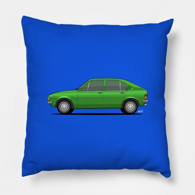 Alfasud side profile drawing - Green Pillow by RJW Autographics