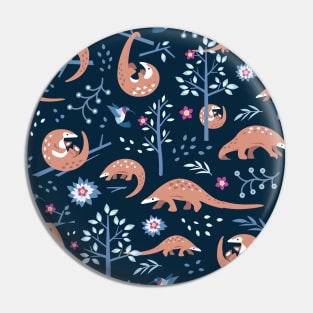 Cute Pangolin Forest Pattern Pin