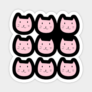 9 Pack Smiley Cat Pink Magnet