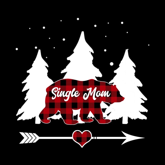 Single Mom Bear Buffalo Plaid Christmas Matching Family Pajama by Soema