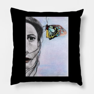 Girl with Butterfly Pillow