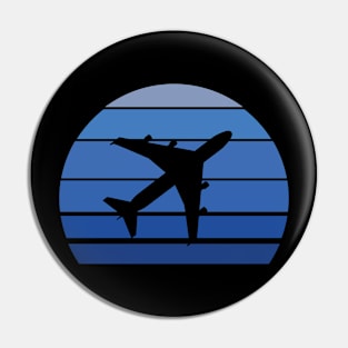 Airplane inside Blue Sunset Pin