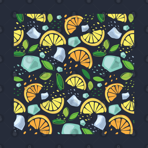 Orange lemon mint and ice pattern by Catdog