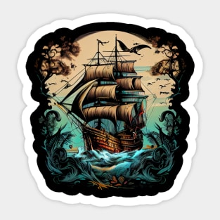 Pirate ship print by Terry Fan