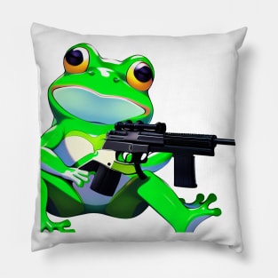 Meme Frog with Gun Pillow