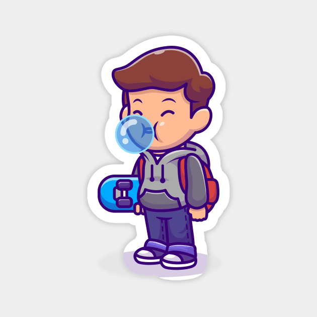 Cute Skater Boy Blowing Candy Bubble Magnet by Catalyst Labs