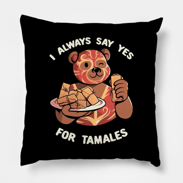 Luchador Mexican Bear Tamales Time!  by Tobe Fonseca Pillow by Tobe_Fonseca