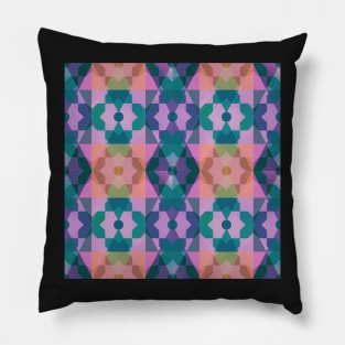 Mod Flower Squares Teal & Purple Pillow