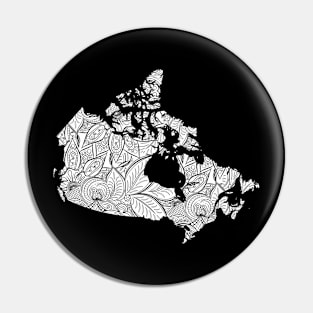 Mandala art map of Canada with text in white Pin