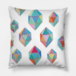 Floating Gems - a pattern of painted polygonal shapes Pillow