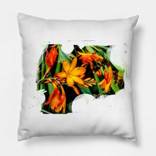 Orange flowers by the canal Pillow