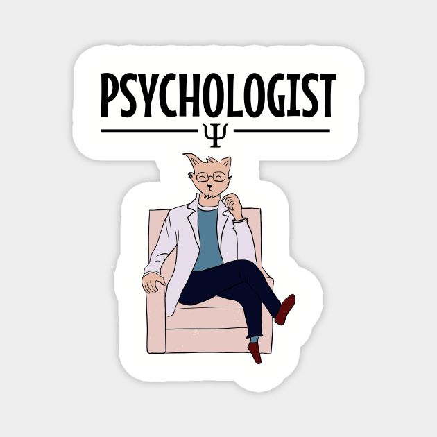 Psychologist cat illustration Magnet by cypryanus