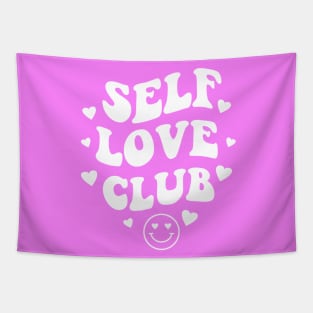 Self Love Club Aesthetic Words - Anti Valentines Day White Tapestry