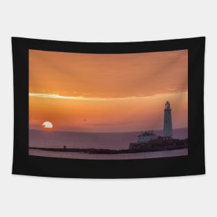 Sunrise at st marys lighthouse whitley bay Tapestry