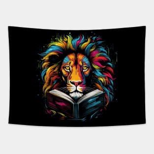 Lion Reads Book Tapestry
