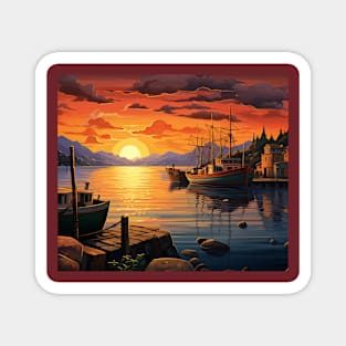 Twilight Marina - Fishing Boats at Dusk Magnet