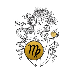 Virgo - Beautiful Girl Gold Illu Zodiac T-Shirt