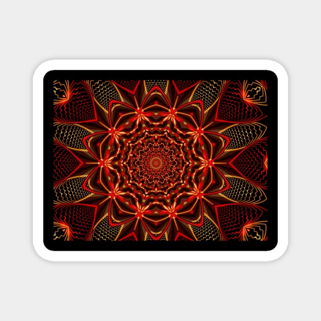 Red and gold mandala Magnet by Edward L. Anderson 