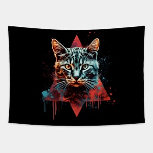 Geometric Cat Art Tapestry