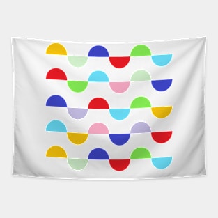 Colorful Semicircles Geometric Pattern Tapestry