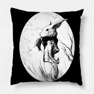 Rambling rabbit - ink -  fantasy inspired art and designs Pillow